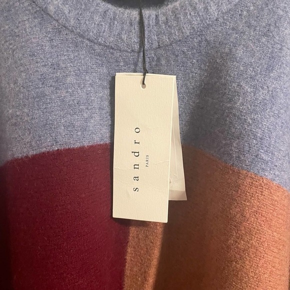 𝅺NWT Sandro Color Block Wool Nora Poncho - Picture 9 of 10